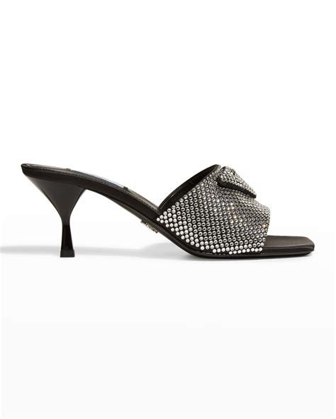 prada crystal sandals|prada slide sandals kitten heel.